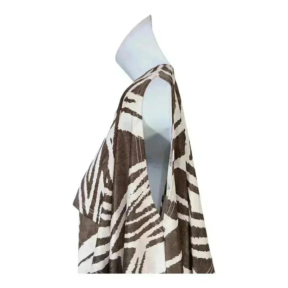 IC by Connie K Cold Shoulder Tunic Top Layered Brown White Women's Medium - Picture 3 of 5